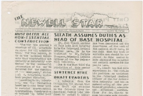 The Newell Star, Vol. I, No. 5 (April 6, 1944) (ddr-densho-284-10)
