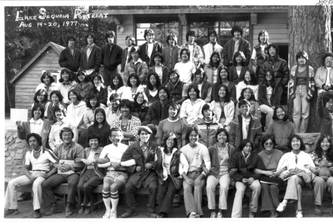 Group photograph for the 1977 Lake Sequoia Retreat (ddr-densho-336-1101)