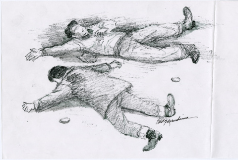 Sketch of Manzanar riot (ddr-densho-122-775)