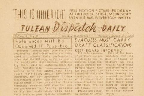 Tulean Dispatch Vol. 6 No. 27 (August 17, 1943) (ddr-densho-65-278)