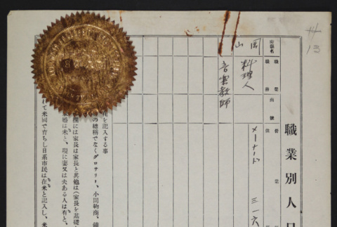 Population by occupation census by JANA in Seattle from folder 6/29 (ddr-densho-514-16)