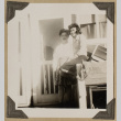 Lillian Uyeda and Hide on a porch (ddr-densho-542-421)