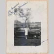 Signed photograph of a woman in front of a car (ddr-manz-10-78)