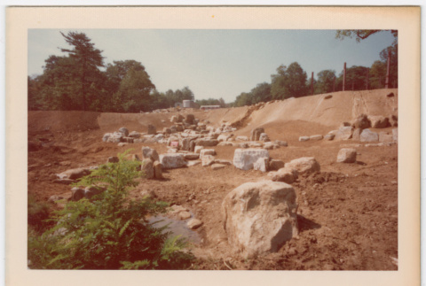 Rock waterfall and pond under construction (ddr-densho-377-2202)