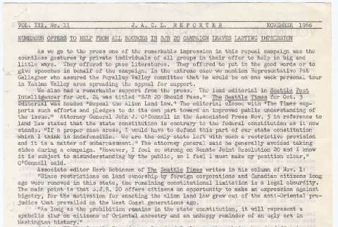 Seattle Chapter, JACL Reporter, Vol. III, No. 11, November 1966 (ddr-sjacl-1-90)