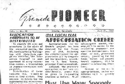 Granada Pioneer Vol. I No. 84 (July 21, 1943) (ddr-densho-147-85)