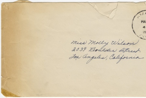 Letter (with envelope) to Molly Wilson from Violet Saito (March 26, 1943) (ddr-janm-1-73)