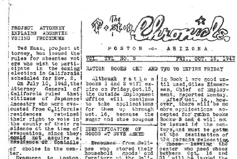 Poston Chronicle Vol. XVI No. 5 (October 15, 1943) (ddr-densho-145-422)