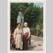 Mitsuye Yabe and Friend Next to Bust (ddr-ohs-1-197)