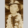 A woman wearing leis (ddr-njpa-1-1853)