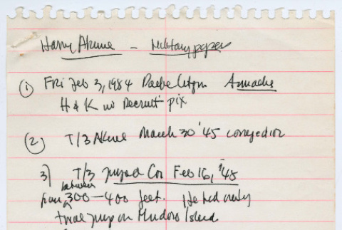 Harry Akune interview notes (ddr-densho-1007-954)