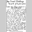 Jap Land Holdings Worth $72,541,934 (February 11, 1942) (ddr-densho-56-619)