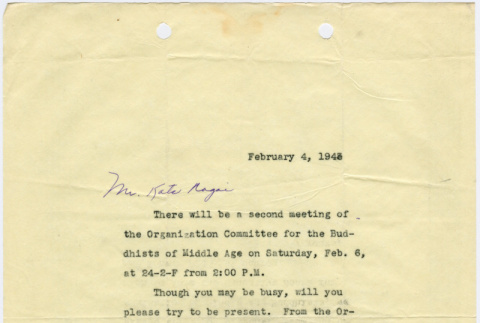 Letter from Shizuo Nakashita to Kats Nagai (ddr-densho-379-375)