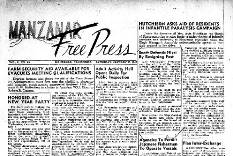 Manzanar Free Press Vol. 6 No. 63 (January 27, 1945) (ddr-densho-125-307)