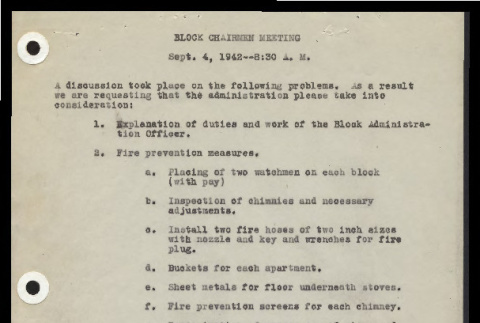 Minutes from the Heart Mountain Block Chairmen meeting, September 4, 1942 (ddr-csujad-55-269)