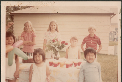 Seven children around table (ddr-densho-523-512)