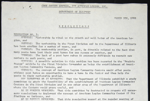 American Legion Department of Illinois Resolutions 7 and 8 (ddr-chijacl-1-125)