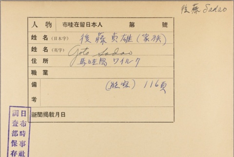 Envelope for Sadao Goto (ddr-njpa-5-1175)