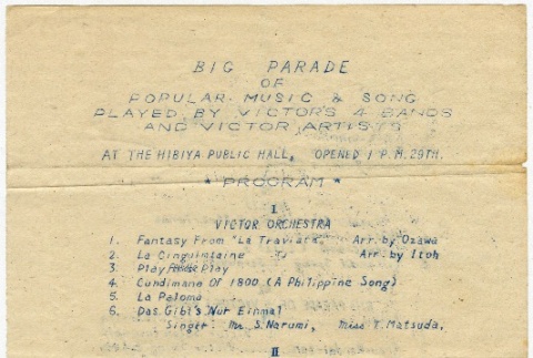 Big Parade of Popular Music & Song Played By Victor's 4 Bands and Victor Artists (ddr-densho-280-126)