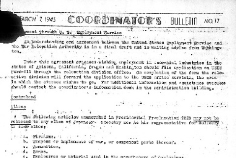 Heart Mountain Coordinator's Bulletin No. 17 (March 7, 1945) (ddr-densho-97-561)