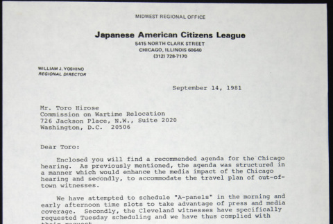 Letter to Toro Hirose from William Yoshino (ddr-chijacl-1-510)
