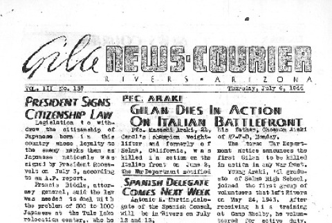 Gila News-Courier Vol. III No. 137 (July 6, 1944) (ddr-densho-141-293)