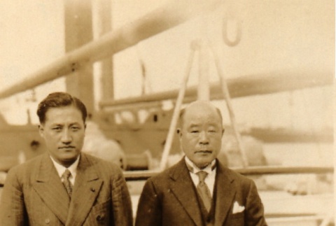 Tsurukichi Maruyama and a man on board a ship (ddr-njpa-4-1043)