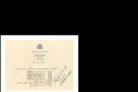Hale Funeral Chapel receipt (ddr-csujad-46-52)