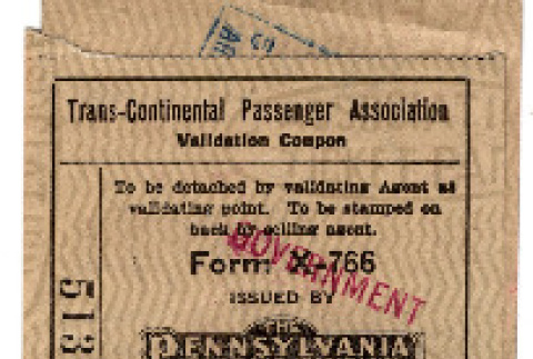 Train ticket Washington, D.C. to San Francisco (ddr-densho-563-38)