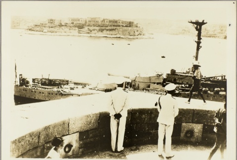British officers at an observation point over a Malta port (ddr-njpa-13-594)