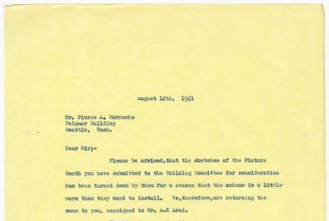 Letter from the Buddhist Mission Society to Pierce A. Horrocks (ddr-sbbt-4-45)