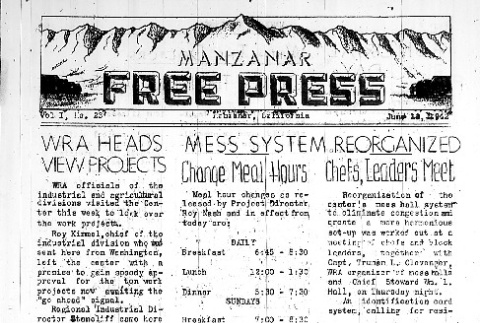 Manzanar Free Press Vol. I No. 23 (June 13, 1942) (ddr-densho-125-22)