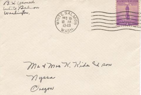 Christmas card and letter from Opal Yarnell to Kida family (ddr-one-3-60)