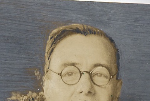 Victor S. K. Houston wearing leis (ddr-njpa-2-431)
