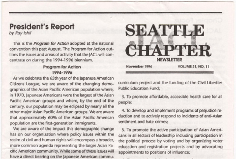 Seattle Chapter, JACL Reporter, Vol. 31, No. 11, November 1994 (ddr-sjacl-1-423)