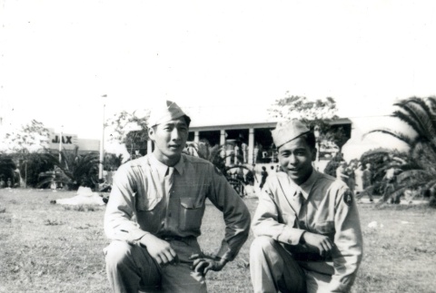 Two soldiers kneeling (ddr-densho-22-241)