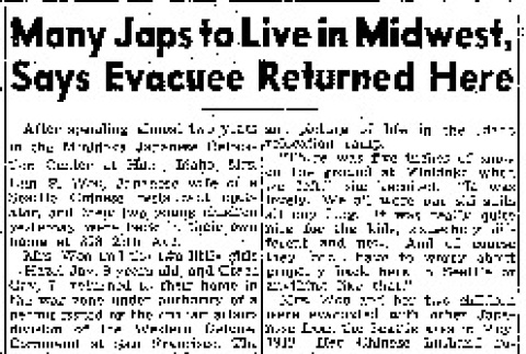 Many Japs to Live in Midwest, Says Evacuee Returned Here (January 30, 1944) (ddr-densho-56-1016)