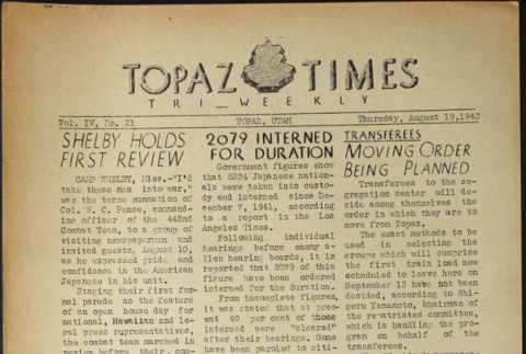 Topaz Times Vol. IV No. 21 (August 19, 1943) (ddr-densho-142-201)