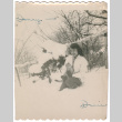 woman with cat in snow (ddr-densho-430-63)