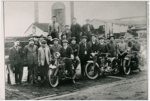 A group of men with motorcycles (ddr-densho-353-419)