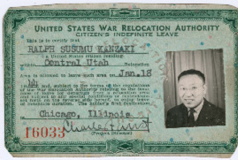 Ralph Kanzaki Citizen Indefinite Leave card (ddr-densho-378-91)