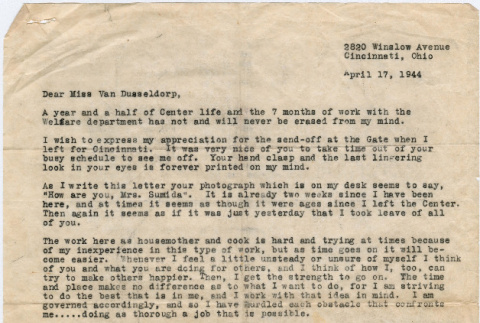 Letter from Masako Sumida to Wilma van Dusseldorp (ddr-densho-379-395)