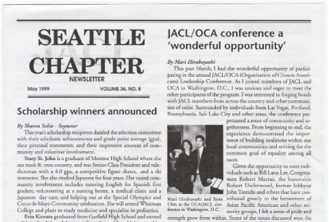 Seattle Chapter, JACL Reporter, Vol. 36, No. 5, May 1999 (ddr-sjacl-1-462)