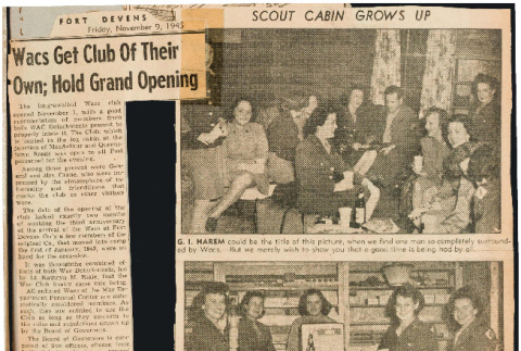 WACs get club of their own; Scout Cabin grows up (ddr-csujad-49-51)