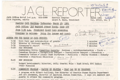 Seattle Chapter, JACL Reporter, Vol. XVIII, No. 3, March 1981 (ddr-sjacl-1-294)