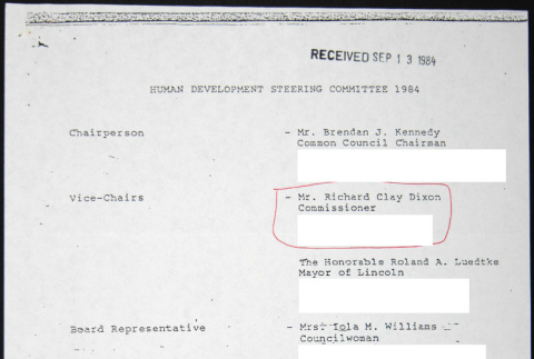 Human Development Steering Committee Membership list (ddr-chijacl-1-185)