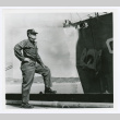 Tactical Sergeant Rudolph O. Roberts at White Beach, Okinawa (ddr-densho-1007-83)