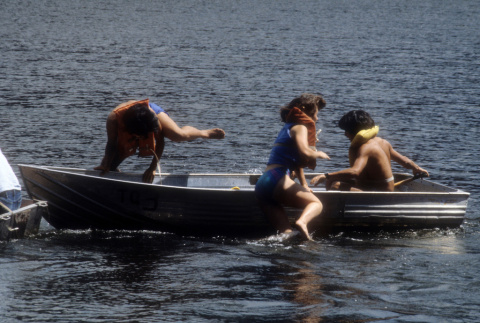 Campers participating in boat sink (ddr-densho-336-1557)