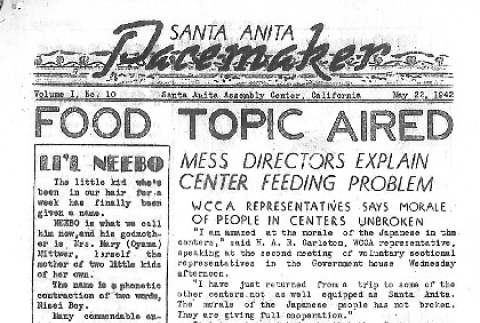 Santa Anita Pacemaker Vol. I No. 10 (May 22, 1942) (ddr-densho-146-9)