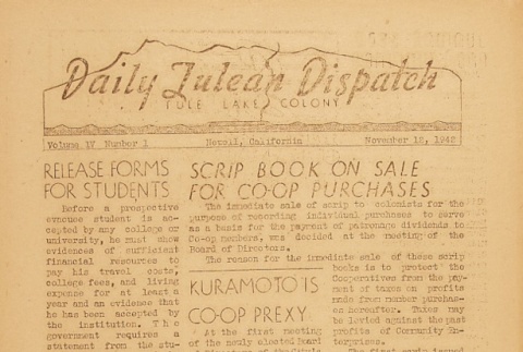 Tulean Dispatch Vol. IV No. 1 (November 12, 1942) (ddr-densho-65-97)